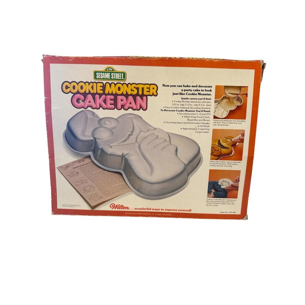 Wilton Cookie Monster Cake Pan Vintage Sesame Street Aluminum Mold Boxed - Picture 6 of 7